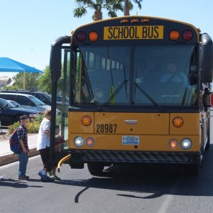 Students boarding a bus