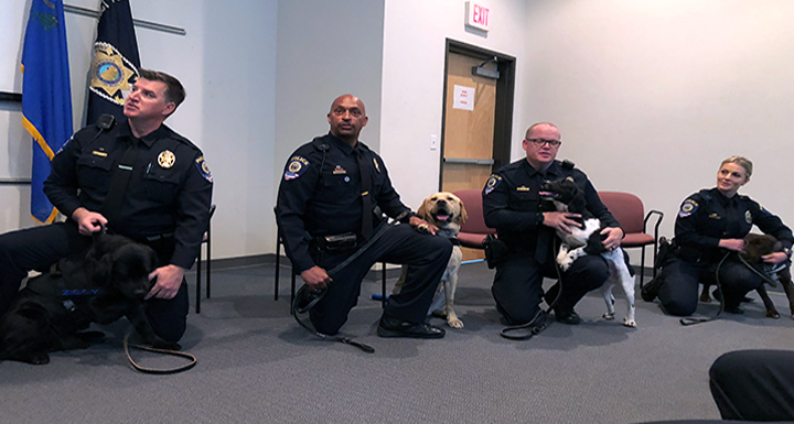 CCSD Police Department swears in four new K-9 officers