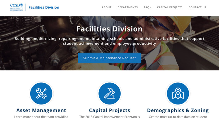 Facilities website screenshot