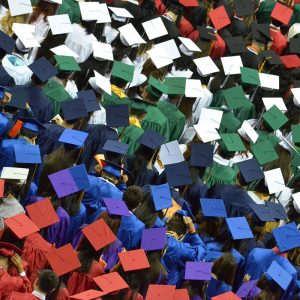 A sea of graduation caps