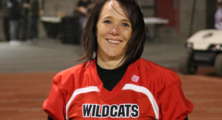 Debbie Brockett, Region Superintendent, in her Wildcats jersey