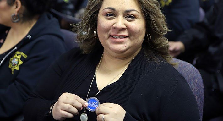 Superintendent Jara presented Superintendent's Challenge Coins to CCSD attendance officers who volunteered to stay late on Feb. 21 when Safekey programs closed early due to inclement weather.