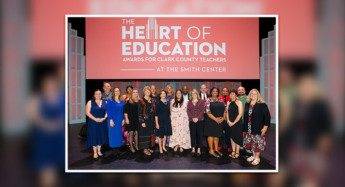 2019 Heart of Education Award winners pose with Laura Bush