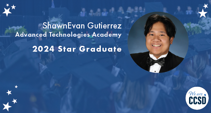 A photo of Advanced Technologies Academy 2024 Star Graduate ShawnEvan Gutierrez.