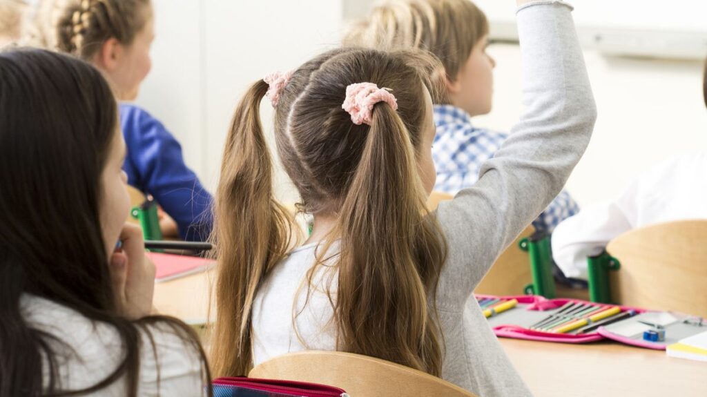 Student raising hand