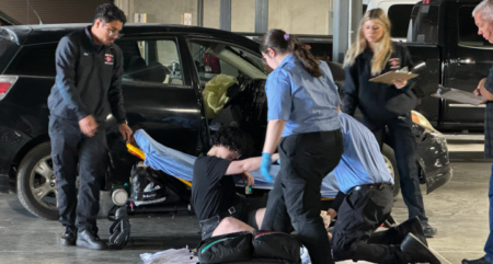 Veterans Tribute Career and Technical Academy students engage in a Law Enforcement capstone project