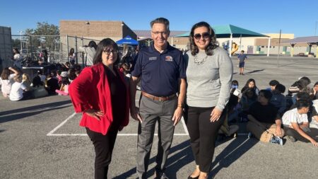 Trustee Irene Bustamante Adams, North Las Vegas City Councilman Scott Black, and Adrina Ramos-King of Workforce Connections