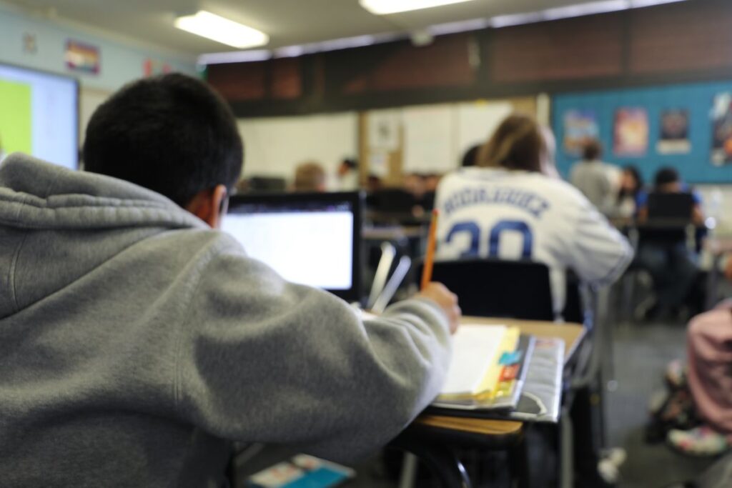 Student in class.