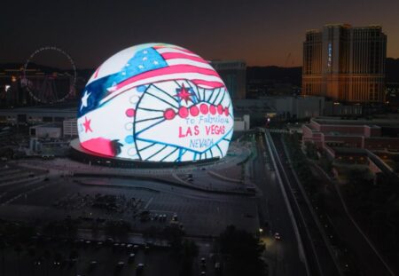 Discover the stunning artwork of Student Design Challenge winners showcased on the Exosphere LED display in Las Vegas.