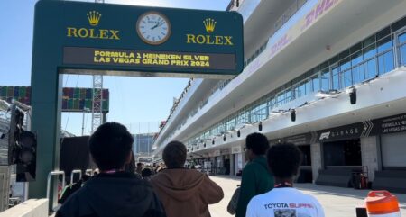 Students from CCSD check out the F1 paddock in Las Vegas.