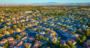 Aerial of Las Vegas Suburb at Golden Hour