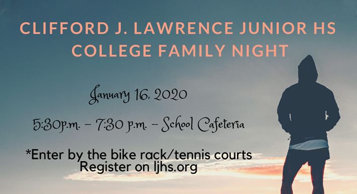 Flyer for Lawrence JHS College Family Night 2020