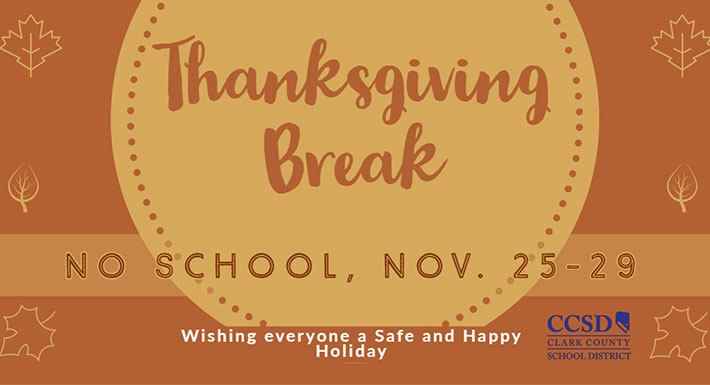 No School for Students from Nov. 25 – 29 for Thanksgiving Break